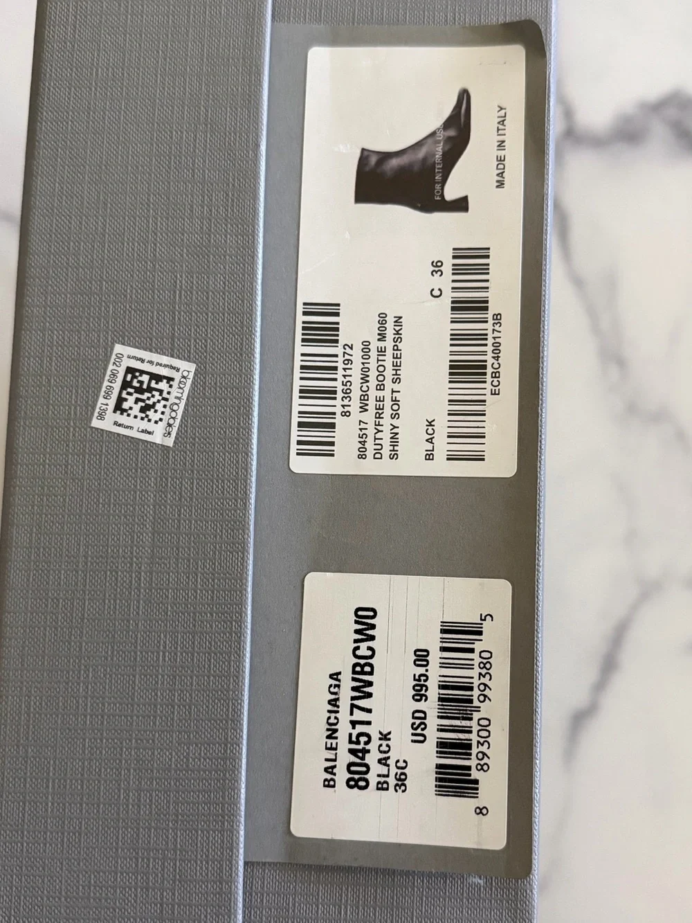 Balenciaga 60mm Duty Free Black Leather Ankle Boots, Size 36, NEW $995